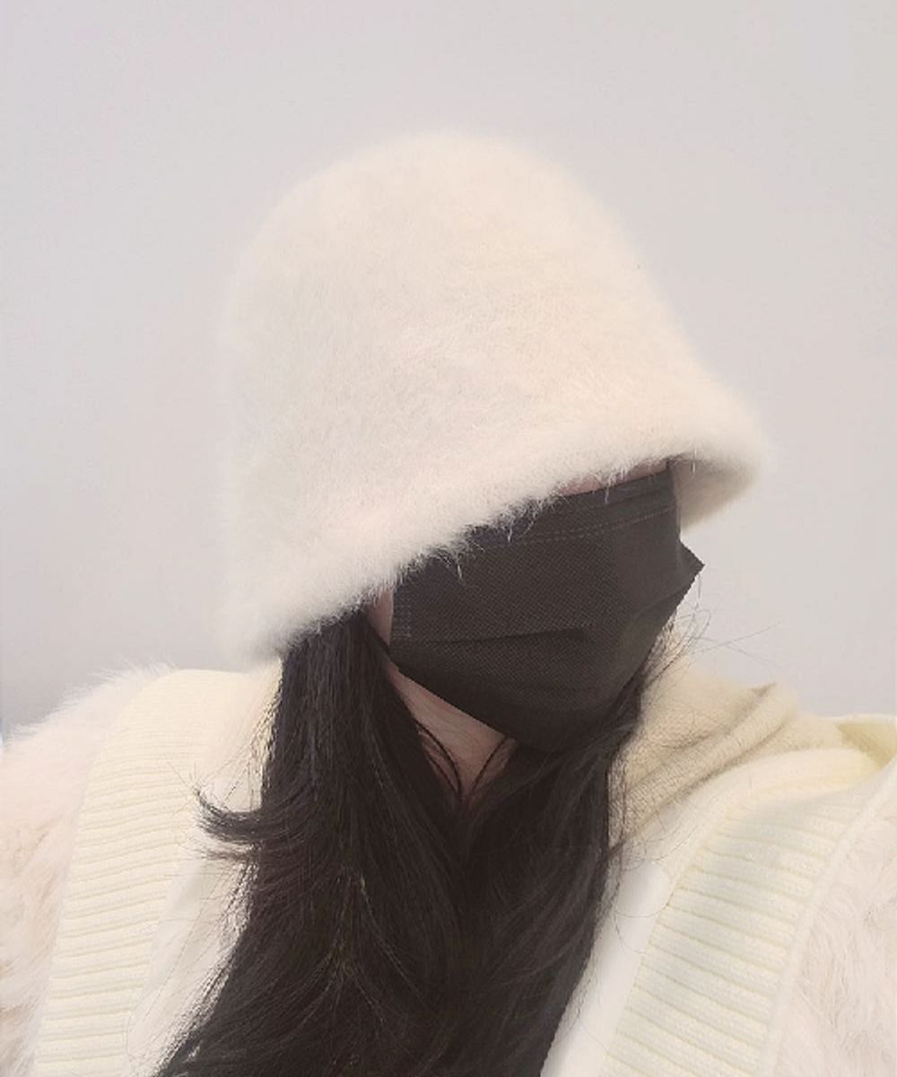 소두전용 밍크 앙고라 털 여성 겨울 벙거지 모자 2color